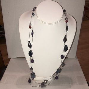 Glass Bead Wire Necklace 2 strand  28-30"